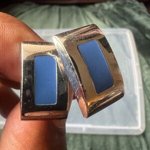 Silver and Blue Cufflinks